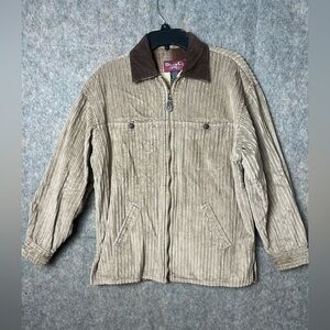 Denim & Co. Men’s Medium Vintage beige corduroy chore jacket contrast collar